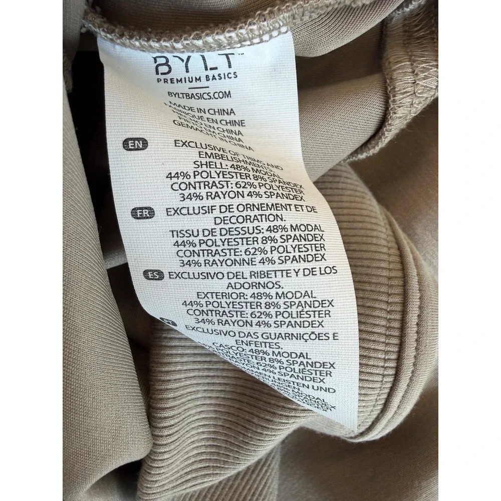 BYLT Opal Fleece Quarter-Zip Hoodie Womens S Driftwood Cropped Athleisure New